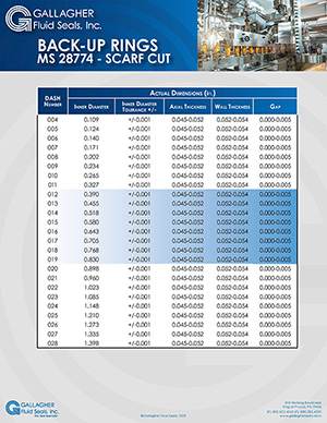 picture of BACK-UP RING MS28774 SIZING TABLE