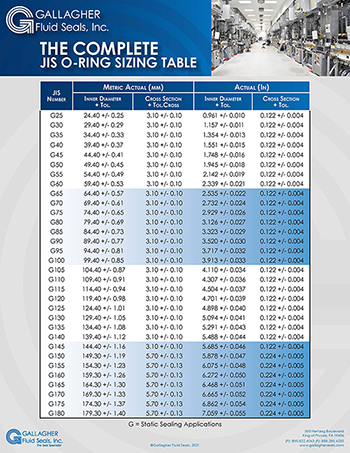 picture of JIS o-ring sizing chart